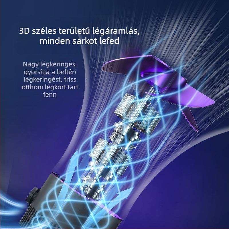 Fali ventilátor akkumulátorral, fúrás nélkül, 4 lapát, USB-töltés, 3 sebesség, csendes működés, 4000-6000 mAh, konyha, fürdőszoba, hálószoba