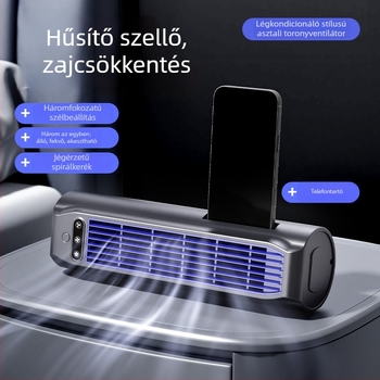 Pengé nélküli toronyventilátor konyhához, falra szerelhető vagy asztali kivitel, USB-ről tölthető, hűtés és levegőáramlás
