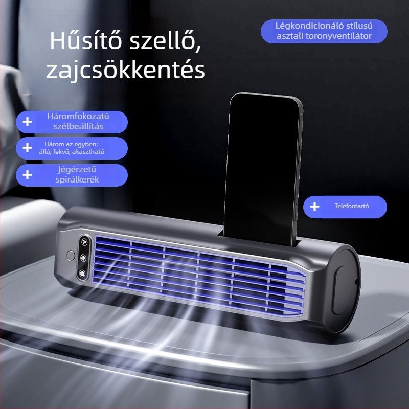 Pengé nélküli toronyventilátor konyhához, falra szerelhető vagy asztali kivitel, USB-ről tölthető, hűtés és levegőáramlás