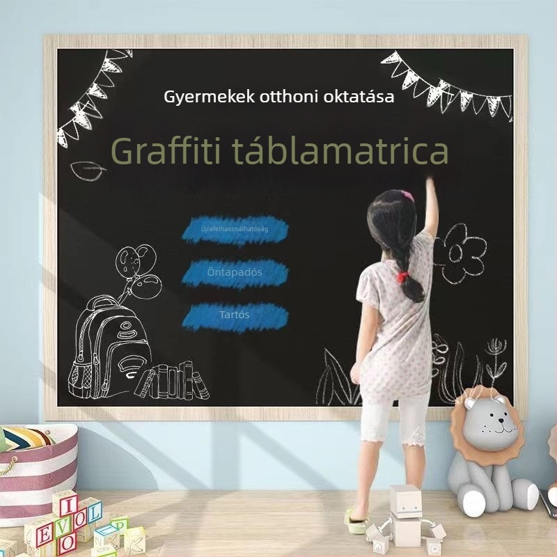 Krétatábla-hatású falikárpit, öntapadós, törölhető és eltávolítható, otthonra és irodába, gyerekek oktatásához