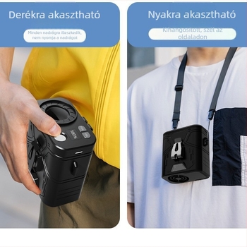 2025 Derékra akasztható hordozható ventilátor beépített akkumulátorral, 5 sebesség, brushless motor, USB töltés, akár 12 óra üzemidő