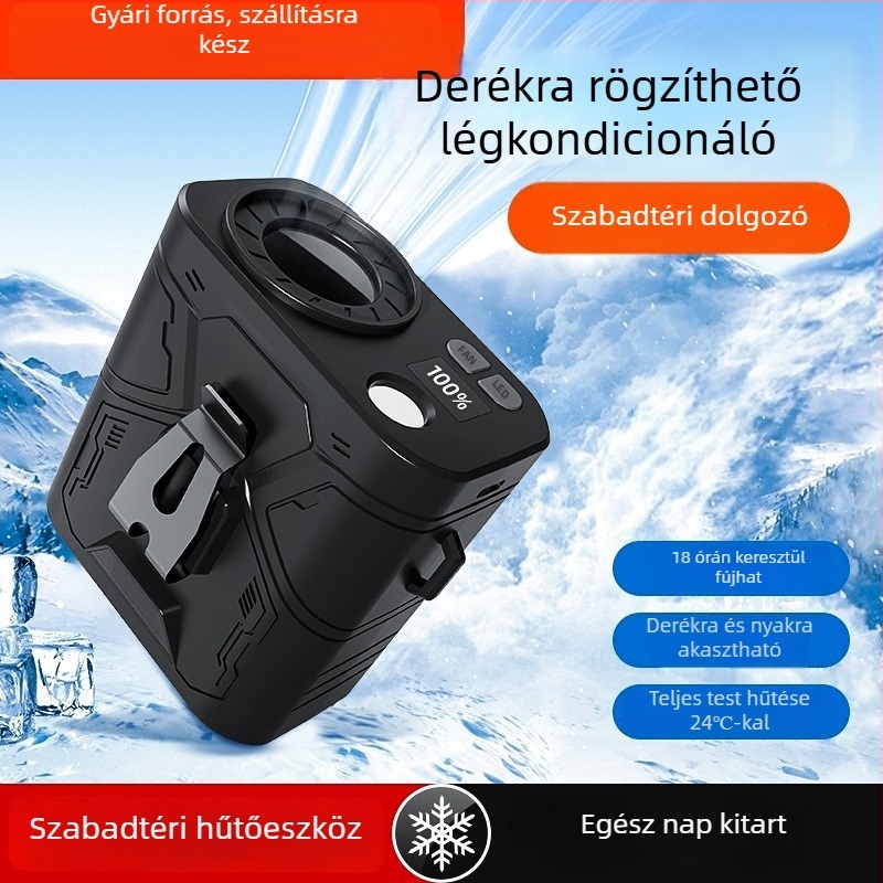 2025 Derékra akasztható hordozható ventilátor beépített akkumulátorral, 5 sebesség, brushless motor, USB töltés, akár 12 óra üzemidő