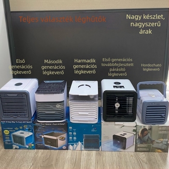 USB‑osztali mini vízhűtő ventilátor éjjeli fény, hordozható, 4 fokozat