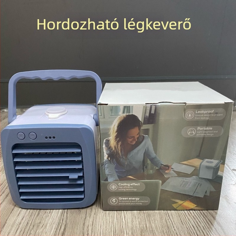 USB‑osztali mini vízhűtő ventilátor éjjeli fény, hordozható, 4 fokozat