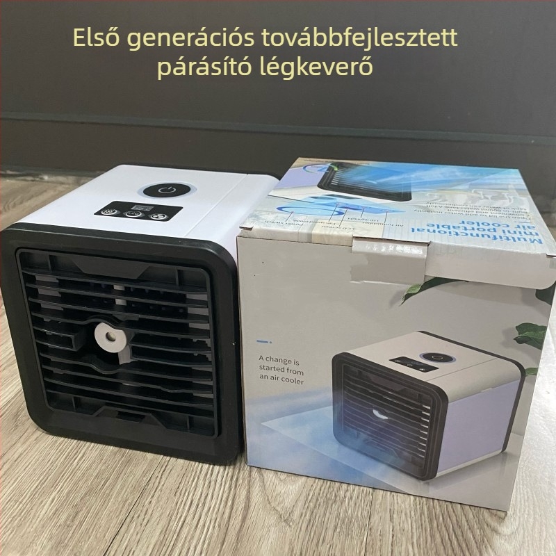 USB‑osztali mini vízhűtő ventilátor éjjeli fény, hordozható, 4 fokozat
