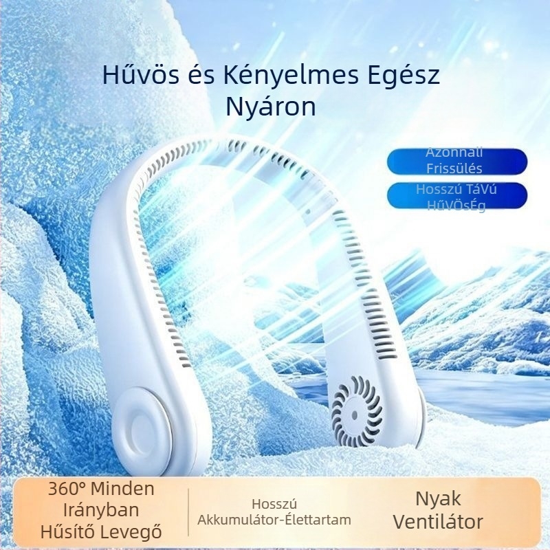 Új pengétlen nyakventilátor turbinás hűtéssel, hordozható USB újratölthető mini ventilátor kültéri használatra