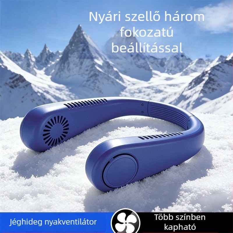 Új pengétlen nyakventilátor turbinás hűtéssel, hordozható USB újratölthető mini ventilátor kültéri használatra