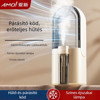 Lapát nélküli elektromos asztali ventilátor párásító permettel és éjjeli fénnyel