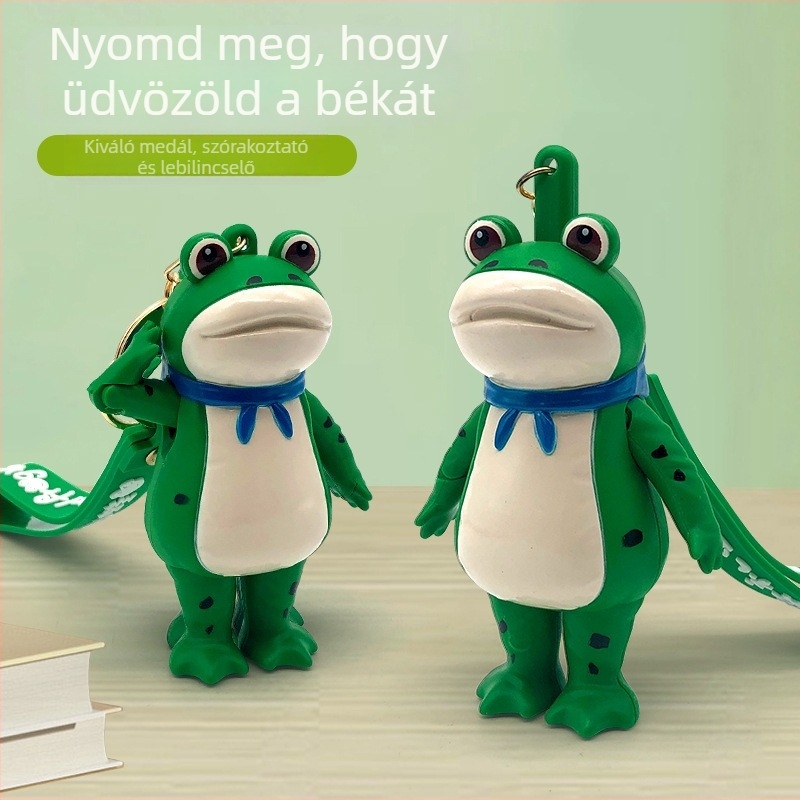 Kulcstartó Béka – aranyos cartoon szilikon figura, függő hátizsákhoz