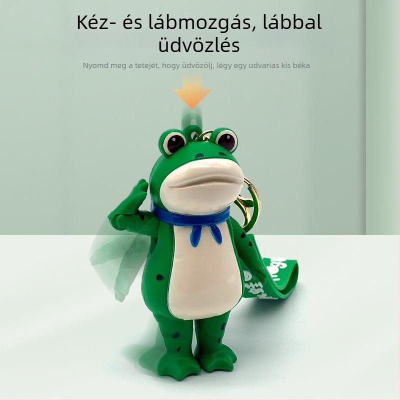 Kulcstartó Béka – aranyos cartoon szilikon figura, függő hátizsákhoz