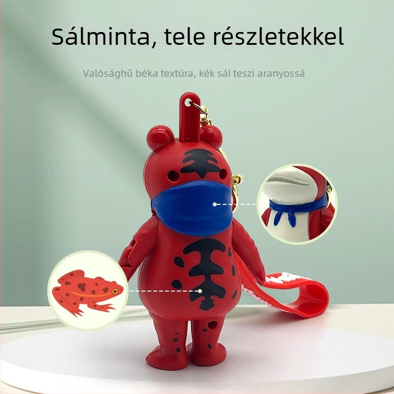 Kulcstartó Béka – aranyos cartoon szilikon figura, függő hátizsákhoz