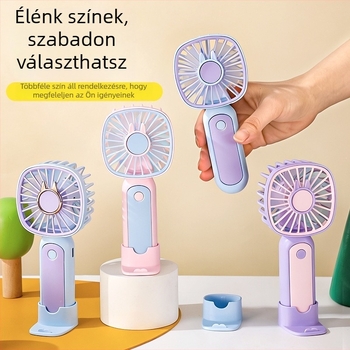 2026 USB tölthető kézi ventilátor, mini hordozható asztali ventilátor beépített akkumulátorral, 5 lapátok, csendes 36 dB alatt, 3 sebesség, tömeg 70 g, méretek 15,8 × 7 × 5,8 cm, power bank funkció