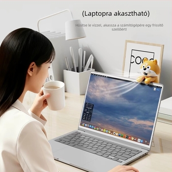 Macska alakú babatáp-hűtő ventilátor, lapátmentes, USB-s, hordozható, pohárra akasztható