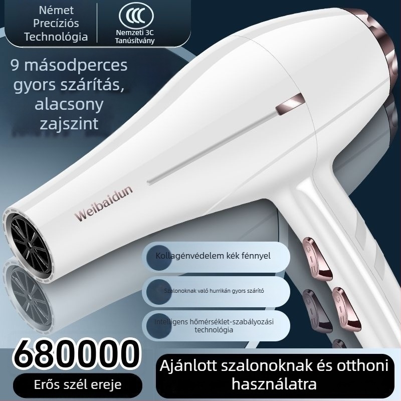 Erőteljes hajszárító kék fény és negatív ionokkal, csendes működés, hajkímélő, gyors szárítás, szalon és otthoni használatra.
