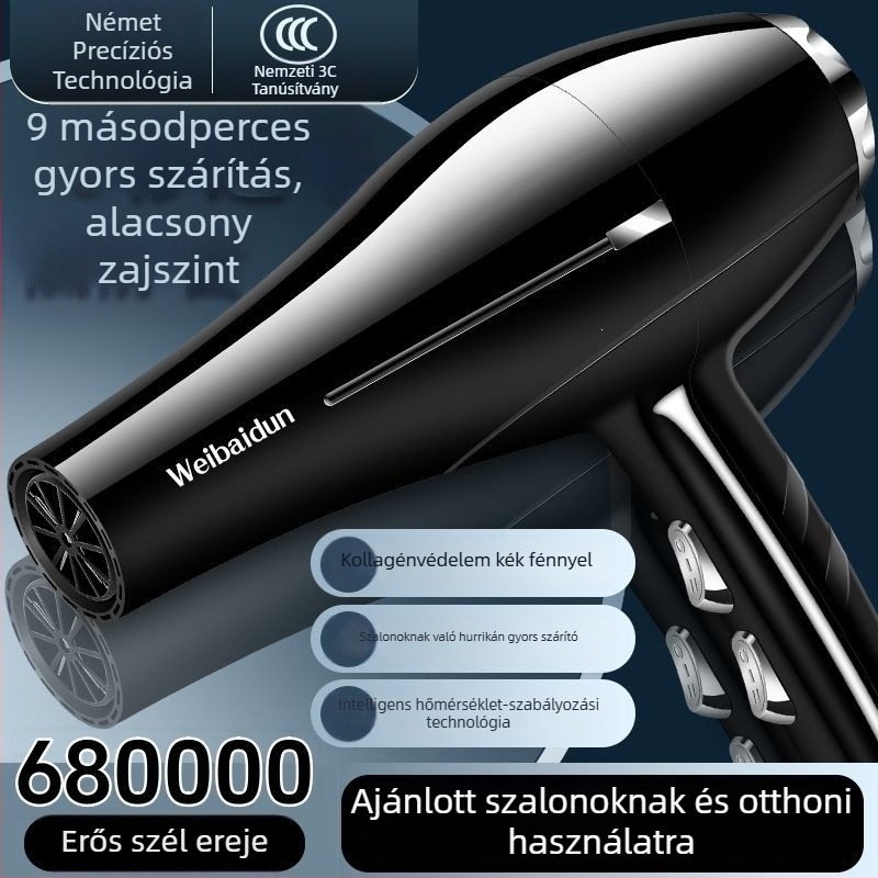 Erőteljes hajszárító kék fény és negatív ionokkal, csendes működés, hajkímélő, gyors szárítás, szalon és otthoni használatra.