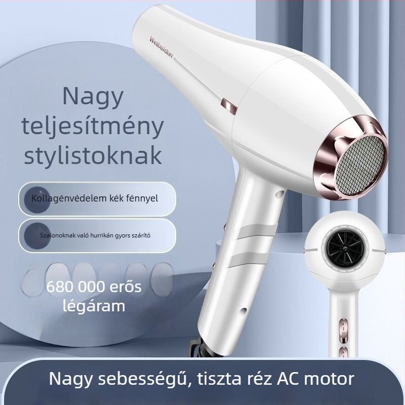 Erőteljes hajszárító kék fény és negatív ionokkal, csendes működés, hajkímélő, gyors szárítás, szalon és otthoni használatra.