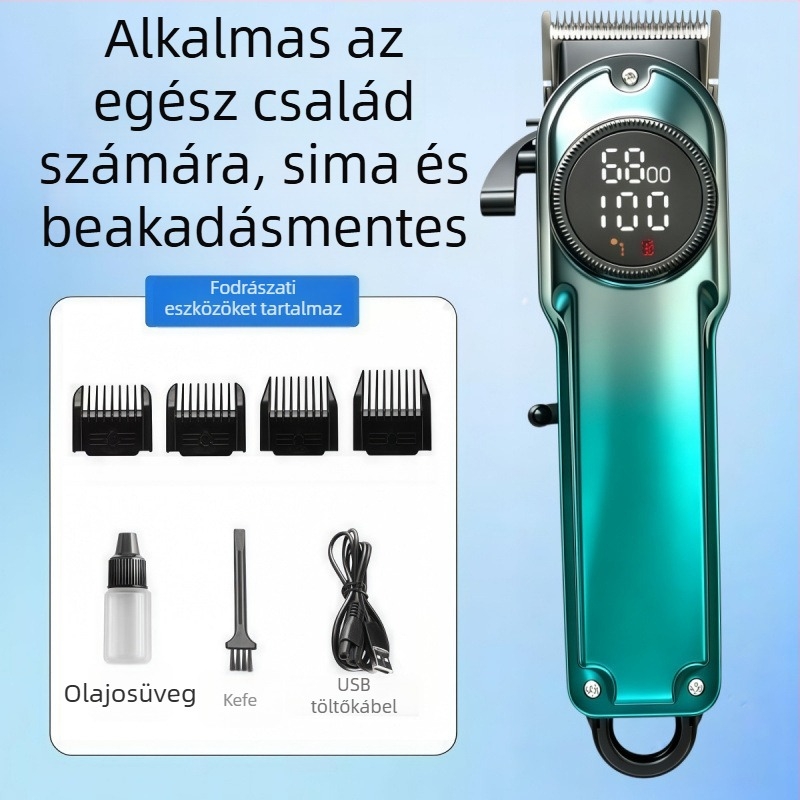 Otthoni hajvágó brushless motorral, beépített akkumulátor, kivehető és mosható penge, alacsony zaj