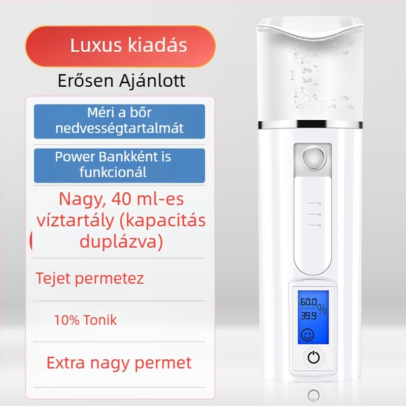 Hordozható bőrhidratáló készülék hideg köd permetezéssel, nano permetezővel, beépített akkumulátorral, modell KNY-003.