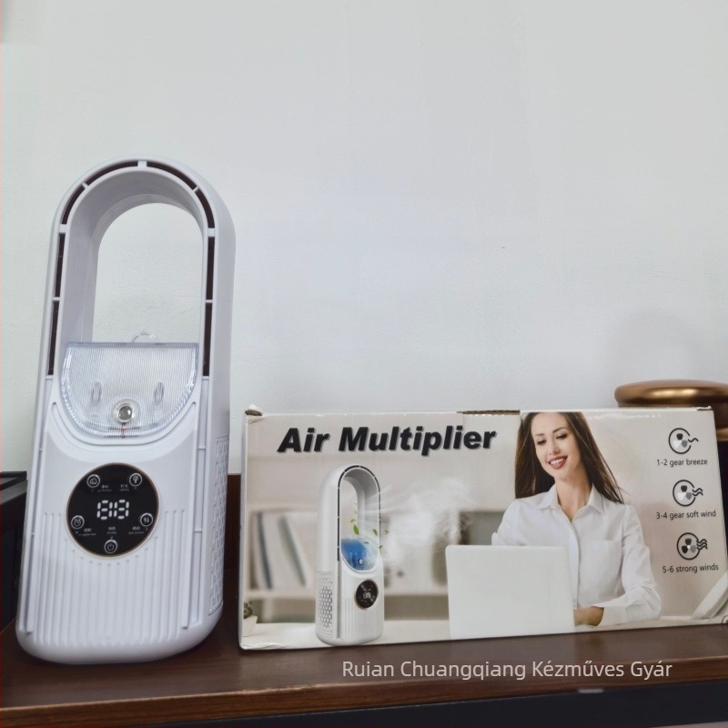 Lapát nélküli asztali ventilátor USB-vel, permetező funkcióval