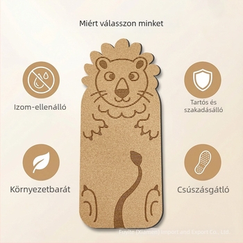 Gyerekeknek készült parafa-kaucsuk jóga matrac, csúszásmentes, ütéscsillapító és csendes, rajzfilmes mintával