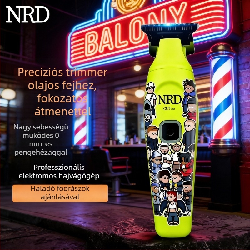 DK-NRD 0-fogközű faragó és kopasz fejre alkalmas elektromos trimming, ultra csendes, erős, brushless motor, titan pengével, beépített akkumulátor