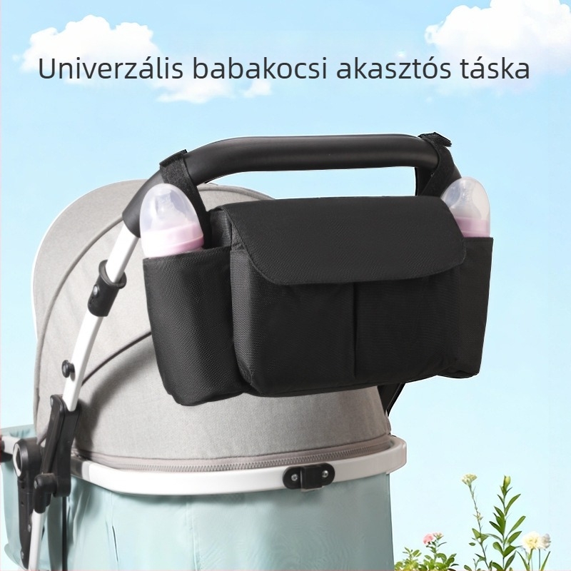 2026-os új babakocsira való akasztós táska cumisüveg tartóval — multifunkcionális anya-baba táska