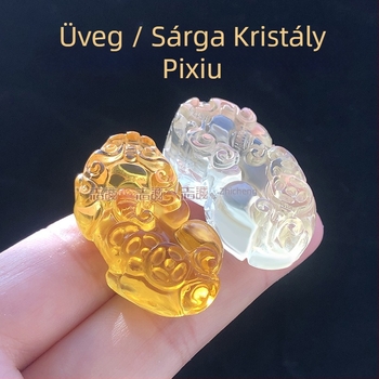 Nagy citromsárga citrín Pixiu medál, három érme, DIY karkötő kiegészítő, sárga üveg