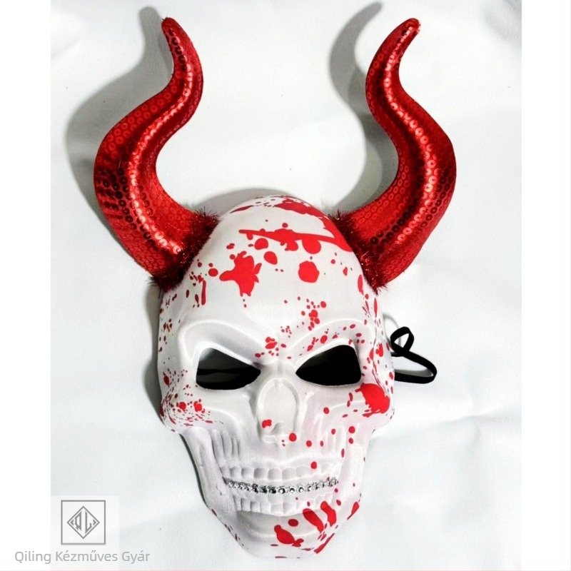 Halloween-maszk 3D PU koponyával és vér részletekkel
