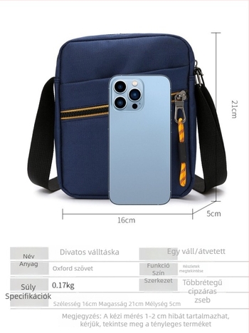 Férfi válltáska munkához és utazáshoz, nagy kapacitású, több rekesz, városi egyszerű stílusú, nylon, 8 hüvelykes laptophoz illeszkedik