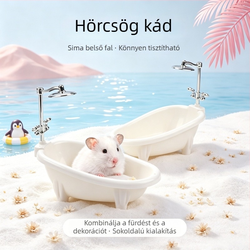 Hörcsög fürdőmedence — műanyag fürdető edény kisállatok számára, cseppálló