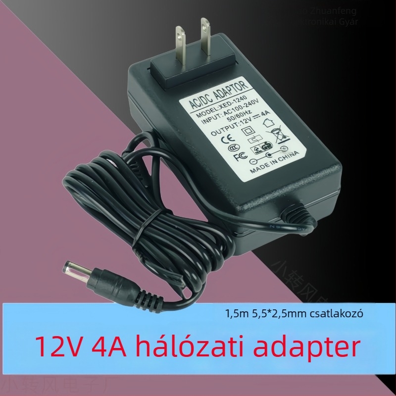 DC 12V tápegység LED világításhoz és elektromos szerszámokhoz, kábellel, 2A/4A, transzformátor csiszoló/fúróhoz, dugó 5.5x2.5 mm