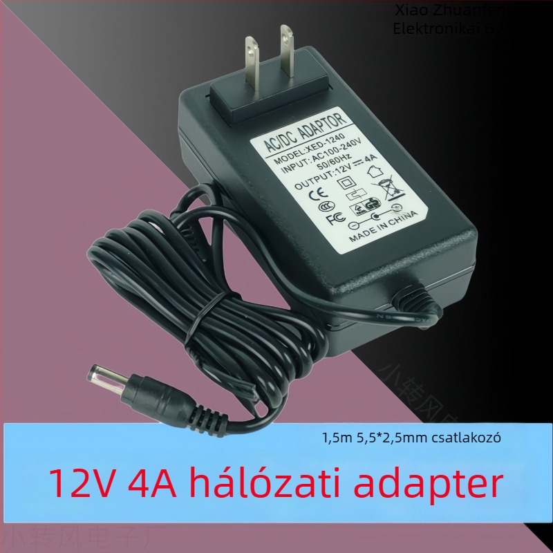 DC 12V tápegység LED világításhoz és elektromos szerszámokhoz, kábellel, 2A/4A, transzformátor csiszoló/fúróhoz, dugó 5.5x2.5 mm
