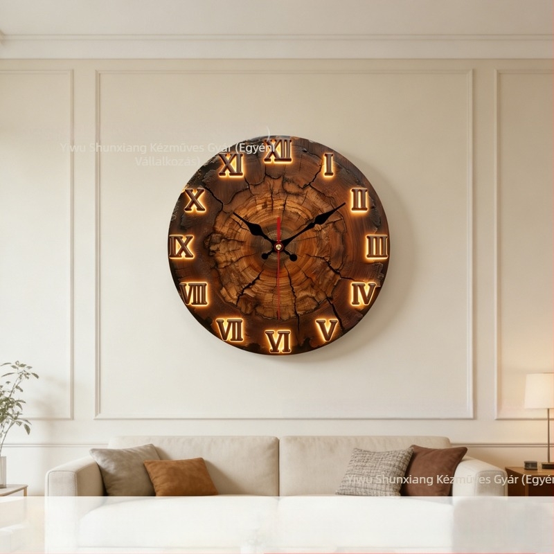 Évgyűrűs falióra, 12 hüvelykes kör formában, nordikus minimalist stílus a nappaliba
