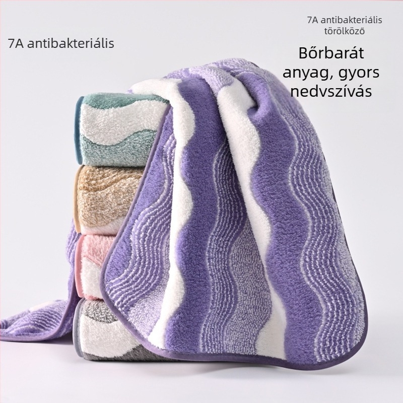 Új 7A vast korallos fleece törölköző, puha és nagyon nedvszívó, nem hullik, mintázat vízhullám, uniszex