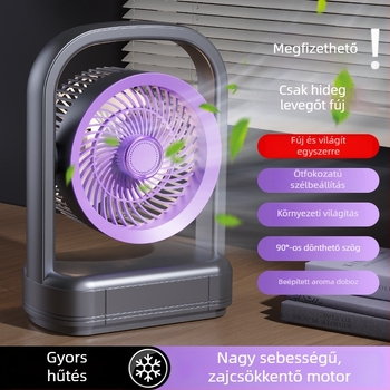 Gyárilag testre szabott asztali ventilátor, USB-töltés, erős légáramlat, irodai és kültéri használatra, éjjeli fény
