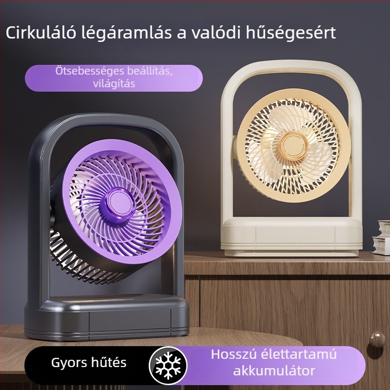 Gyárilag testre szabott asztali ventilátor, USB-töltés, erős légáramlat, irodai és kültéri használatra, éjjeli fény