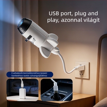 USB-tápellátású csillagos ég projektor lámpa, LED éjszakai fény, 360°-os forgás, hálószoba hangulatvilágítás