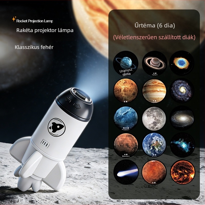 USB-tápellátású csillagos ég projektor lámpa, LED éjszakai fény, 360°-os forgás, hálószoba hangulatvilágítás