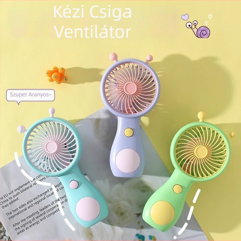 Fejlesztett csiga alakú kézi USB-töltésű mini ventilátor, hordozható, rendkívül csendes