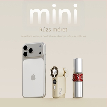 Mini kézi ventilátor, csendes, USB-ról tölthető, hordozható, 5 lapát, brushless motor, beépített akkumulátor 1200–2000mAh