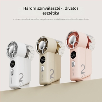 Mini kézi ventilátor, csendes, USB-ról tölthető, hordozható, 5 lapát, brushless motor, beépített akkumulátor 1200–2000mAh