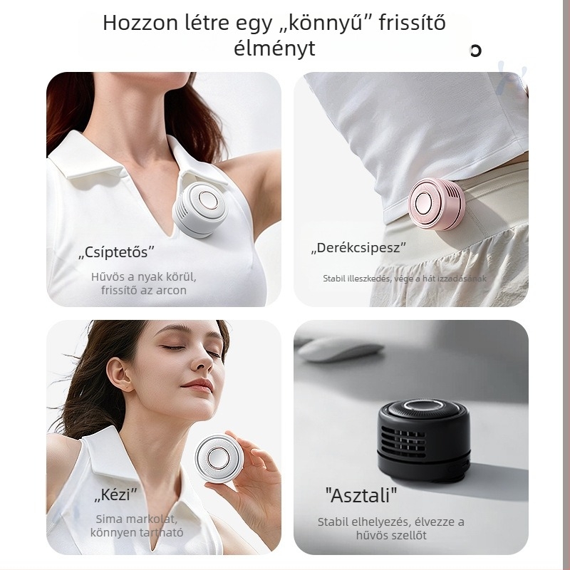 Lapát nélküli USB klipszes ventilátor, mini, csendes, hordozható kültéri használatra