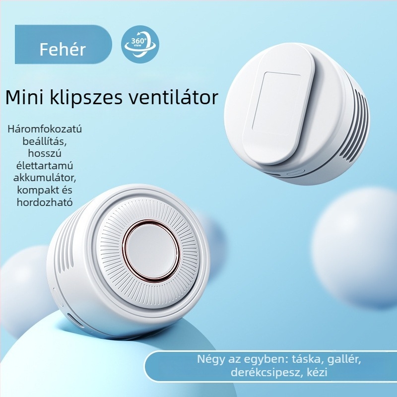Lapát nélküli USB klipszes ventilátor, mini, csendes, hordozható kültéri használatra