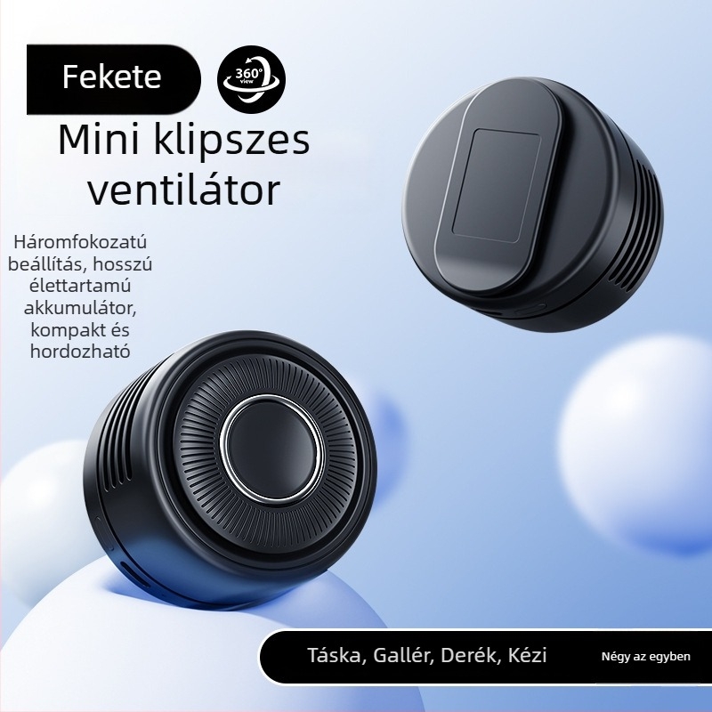 Lapát nélküli USB klipszes ventilátor, mini, csendes, hordozható kültéri használatra