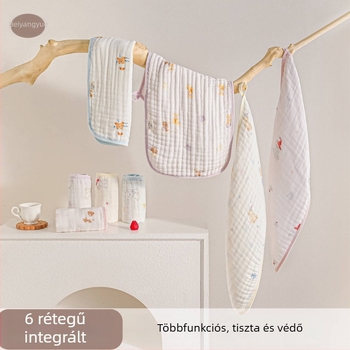 Beanyue 6‑rétegű integrált bambusz-pamut baba törölköző, hosszú géz törölköző arcra és fürdetéshez, puha