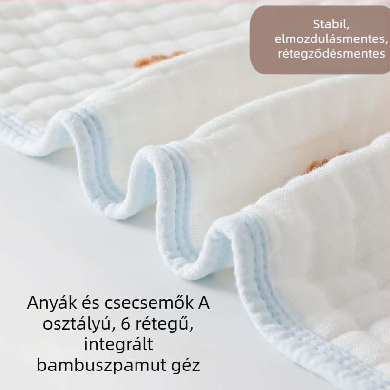 Beanyue 6‑rétegű integrált bambusz-pamut baba törölköző, hosszú géz törölköző arcra és fürdetéshez, puha