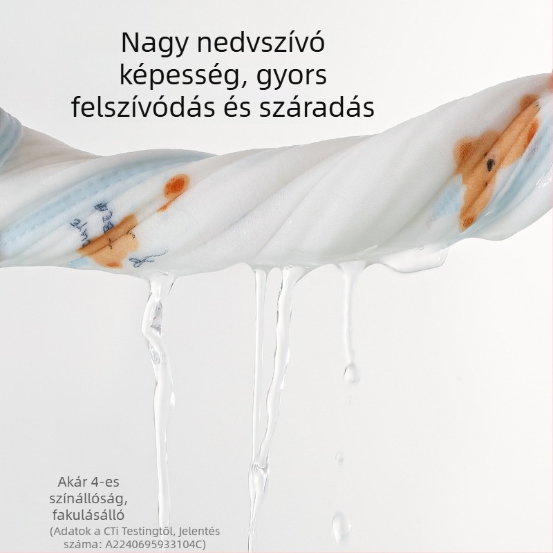 Beanyue 6‑rétegű integrált bambusz-pamut baba törölköző, hosszú géz törölköző arcra és fürdetéshez, puha