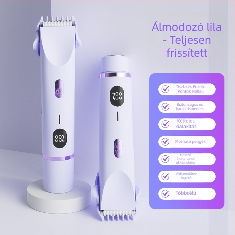 Női elektromos szőrtelenítő készülék, több fejjel, digitális kijelzővel, hordozható, dupla fejű