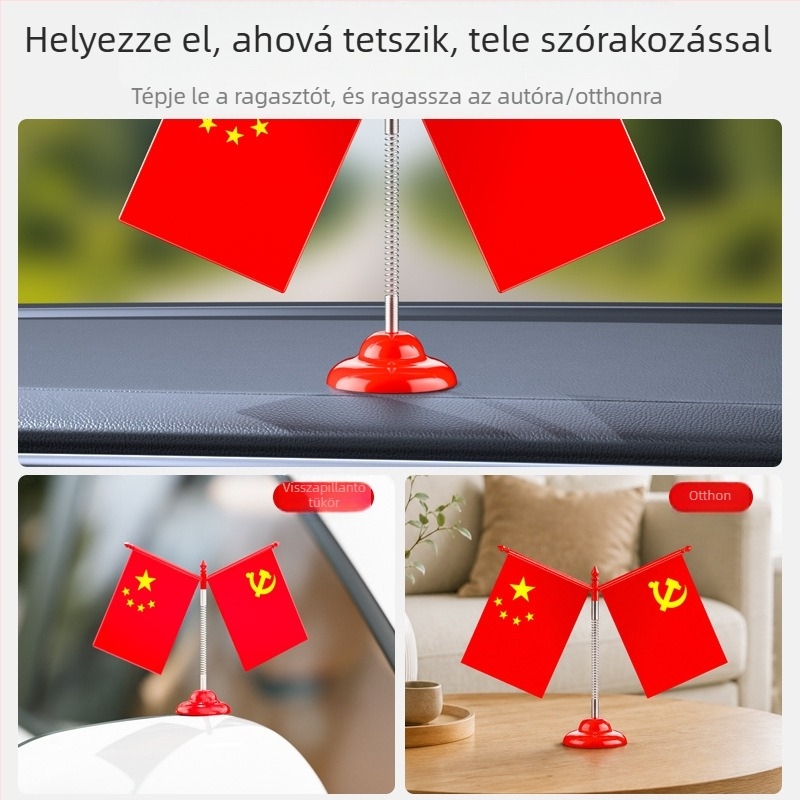 Hazafias vörös zászló – autó belső dekoráció és íróasztali dísz