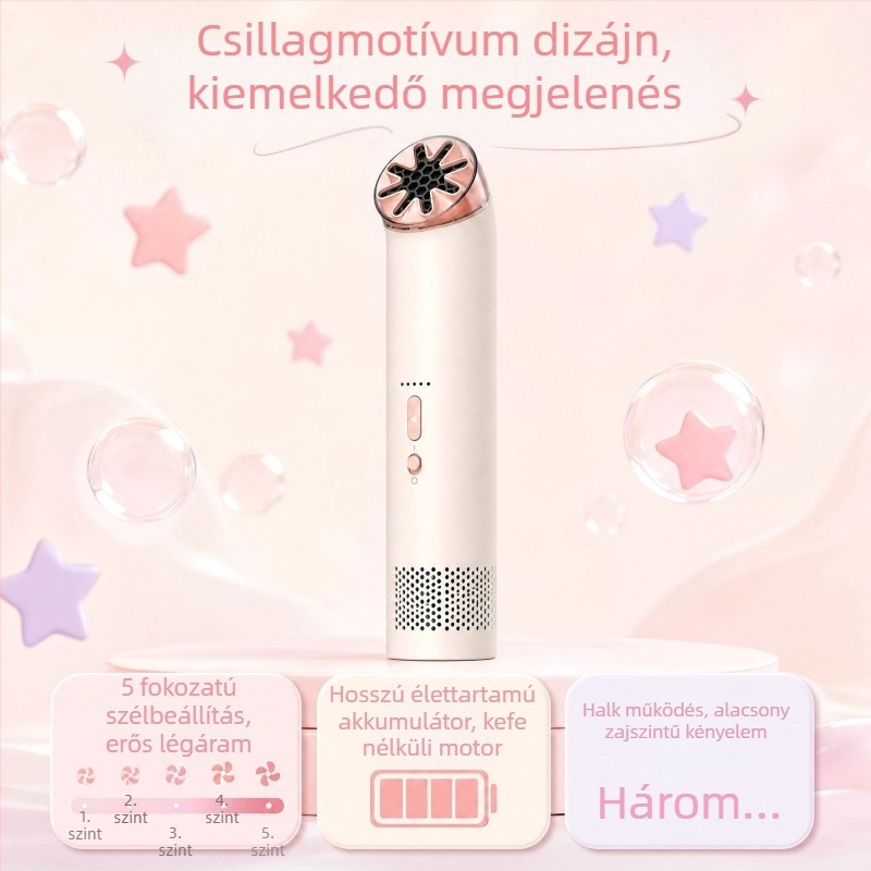 Kézben tartható lapatlen mini ventilátor nyakpánttal, hordozható, erős légáramlás, hosszú üzemidő